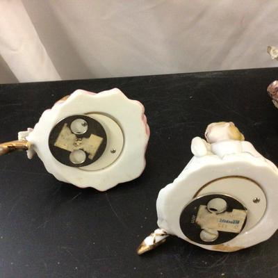 Ballerina Music Boxes and Large Plaster Dog and Lady Figurine