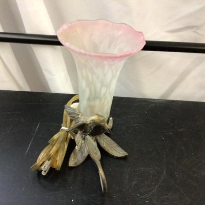 Metal and Glass Hummingbird with Tulip Lamp