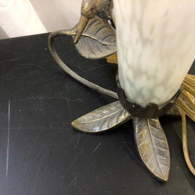 Metal and Glass Hummingbird with Tulip Lamp