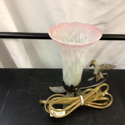 Metal and Glass Hummingbird with Tulip Lamp