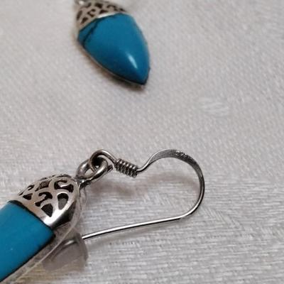 Unique Vintage Sleeping Beauty Turquoise 925 Earrings