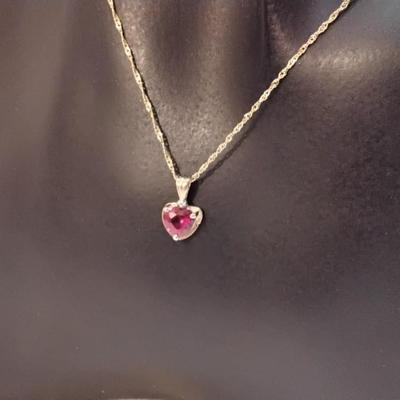 Vintage Cirari Ruby With Diamond Accent 10K 16" Necklace