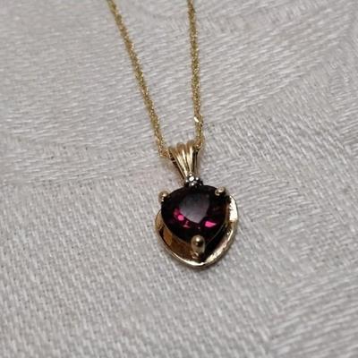 Vintage Cirari Ruby With Diamond Accent 10K 16" Necklace
