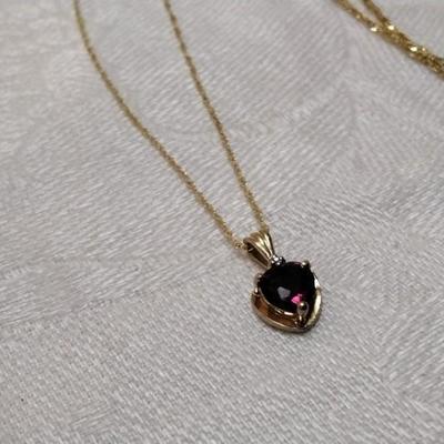 Vintage Cirari Ruby With Diamond Accent 10K 16" Necklace