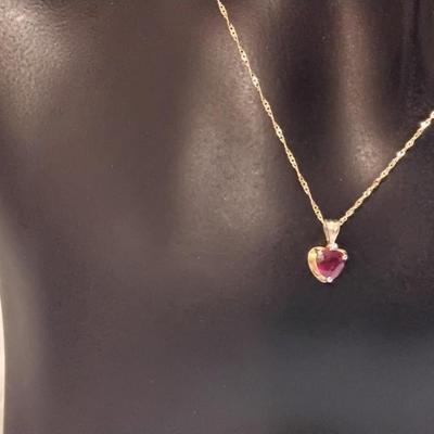 Vintage Cirari Ruby With Diamond Accent 10K 16" Necklace