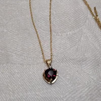 Vintage Cirari Ruby With Diamond Accent 10K 16" Necklace