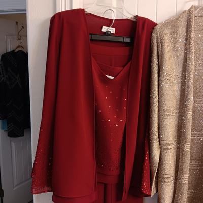 3 PC BURGUNDY OUTFIT BY ELL JAY AND A CHICO'S SWEATER (2)