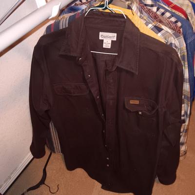 MEN'S SHORT AND LONG SLEEVE ROPER, GEORGE STRAIT, CARHARTT WESTERN SHIRTS (LARGE)