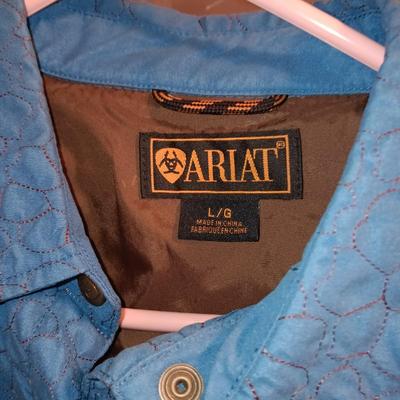 LADIES ARIAT JACKET (L), SIMPLY HOT VEST (L) PEACH COLORED JACKET (12) AND A LIGHT JACKET (L)