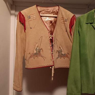 PATRICIA WOLF LEATHER JACKET AND A CHAR SUEDE JACKET (L)