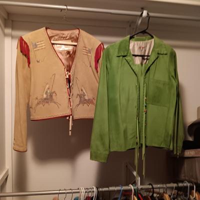 PATRICIA WOLF LEATHER JACKET AND A CHAR SUEDE JACKET (L)
