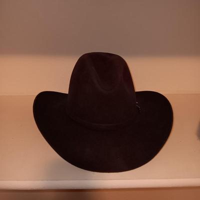 RODEO KING BLACK FELT HAT SIZE 7 1/4 PLUS CLOTHES BRUSH