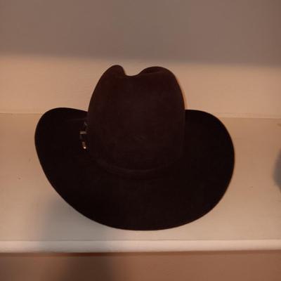 RODEO KING BLACK FELT HAT SIZE 7 1/4 PLUS CLOTHES BRUSH