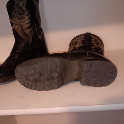 MEN'S JUSTIN LEATHER WESTERN BOOTS SIZE 10FF