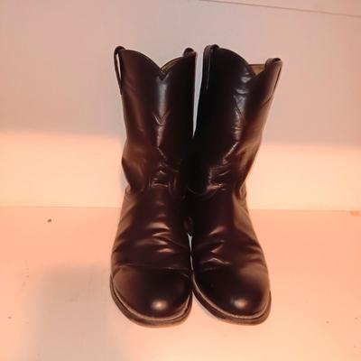 MEN'S JUSTIN LEATHER BOOTS SIZE 10EE & A BOOT HORN
