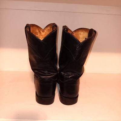 MEN'S JUSTIN LEATHER BOOTS SIZE 10EE & A BOOT HORN