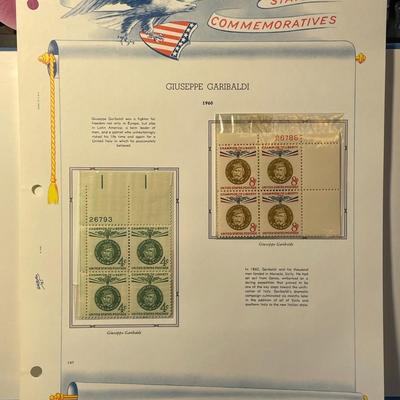 Giuseppe Garibaldi 1960 Mint Condition US Stamp Plate Blocks Page as Pictured. Only One $5 Shipping Charge for 1 or 100 Pages Won.