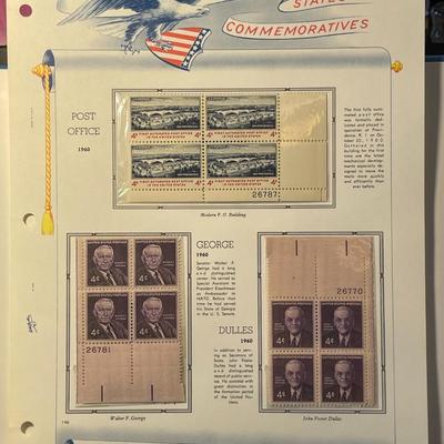 Post Office/George/Dulles 1960 Mint Condition US Stamp Plate Blocks Page as Pictured. Only One $5 Shipping Charge for 1 or 100 Pages Won.