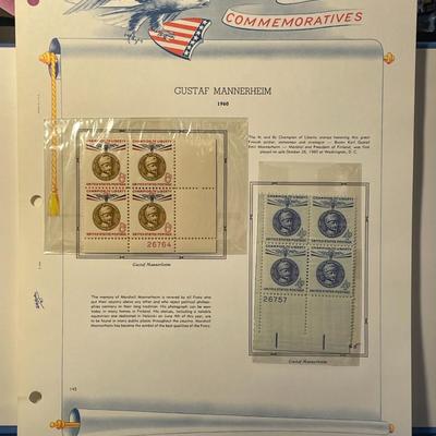Gustaf Mannerheim 1960 Mint Condition US Stamp Plate Blocks Page as Pictured. Only One $5 Shipping Charge for 1 or 100 Pages Won.