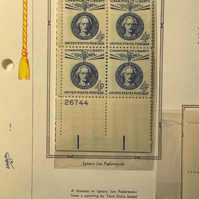 Ignacy Jan Paderewski 1960 Mint Condition US Stamp Plate Blocks Page as Pictured. Only One $5 Shipping Charge for 1 or 100 Pages Won.