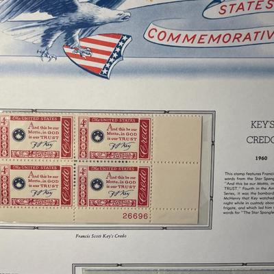 Key's Credo & Wheels of America 1960 Mint Condition US Stamp Plate Blocks Page as Pictured. Only One $5 Shipping Charge for 1 or...