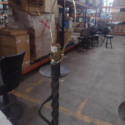 Pair of Heavy Wrought Metal Twist Post Floor Lamps