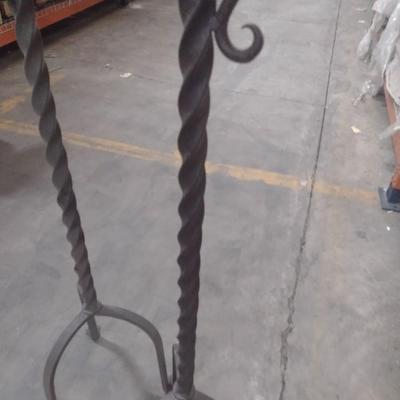 Pair of Heavy Wrought Metal Twist Post Floor Lamps