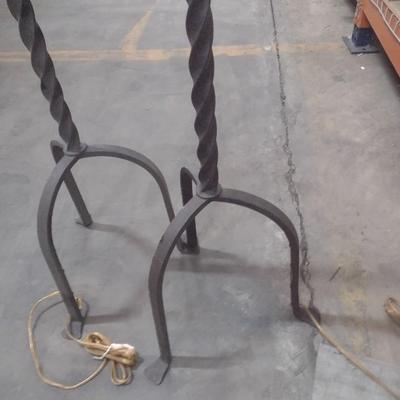 Pair of Heavy Wrought Metal Twist Post Floor Lamps