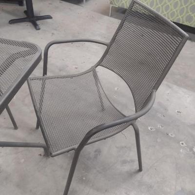 Metal Mesh Three Piece Patio Table and Chair Set