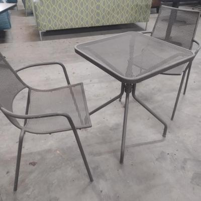 Metal Mesh Three Piece Patio Table and Chair Set