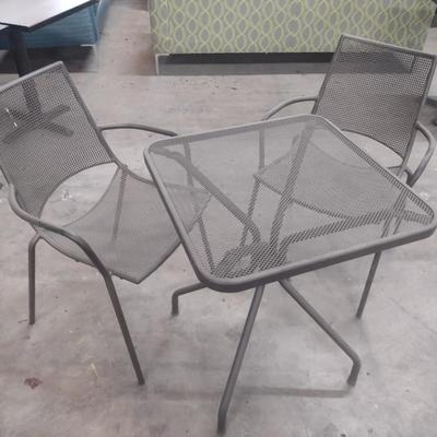 Metal Mesh Three Piece Patio Table and Chair Set