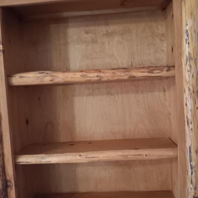 PINE LOG SHELF WITH CABINET