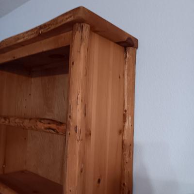 PINE LOG SHELF WITH CABINET