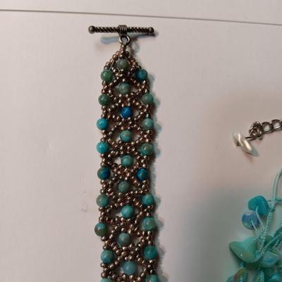 MATCHING NECKLACE AND EARRINGS, BRACELET AND WATCH