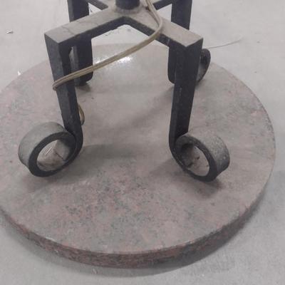 Wrought Metal Hammered Finish Floor Lamp with Marble Base
