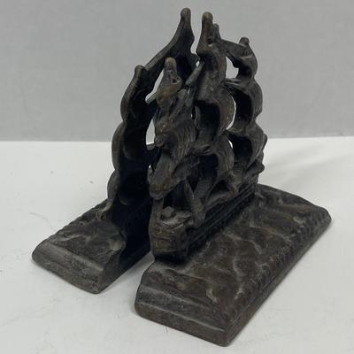 US Navy Constitution Old Ironside Solid Cast Iron Sailing Ship Boat Bookends