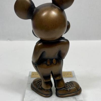 Mickey Mouse Vintage Pride Lines Disney (1988) Happy Birthday Mickey Bronze Tone Sculpture on Marble Base