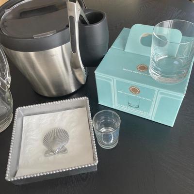 Party lot with ice bucket, new glasses
