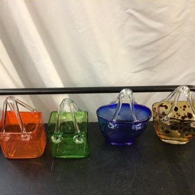 Four Newer Glass Baskets