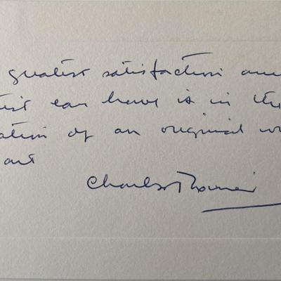 Painter Charles T. Coiner signed note