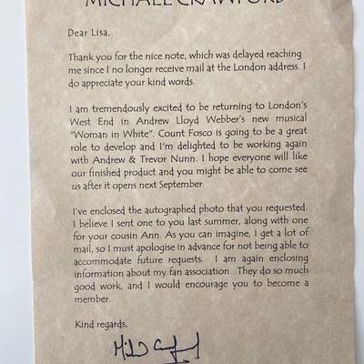 Michael Crawford signed letter