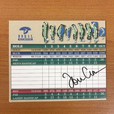 Tommy Aaron signed Doral Blue Monster score card