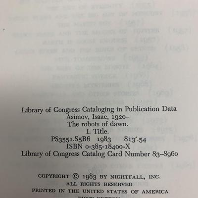The Robots Of Dawn first edition book