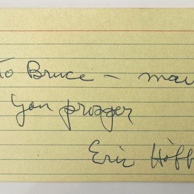 Philosopher Eric Hoffer signed note