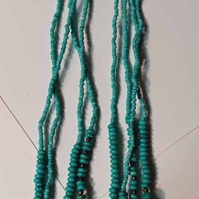 TURQUOISE NECKLACE, EARRINGS AND WATCH W/BAND