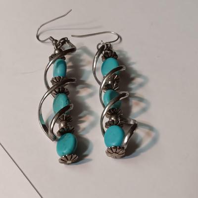 TURQUOISE NECKLACE, EARRINGS AND WATCH W/BAND