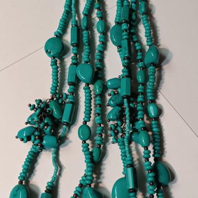 TURQUOISE NECKLACE, EARRINGS AND WATCH W/BAND