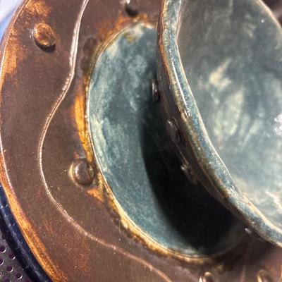 Artisan signed pottery bowl and plate