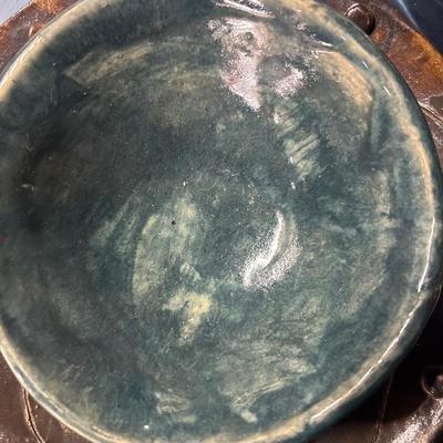 Artisan signed pottery bowl and plate