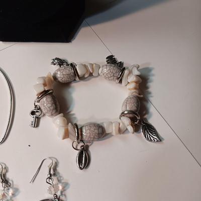 STERLING SILVER THICK CHAIN, BRACELET AND EARRINGS